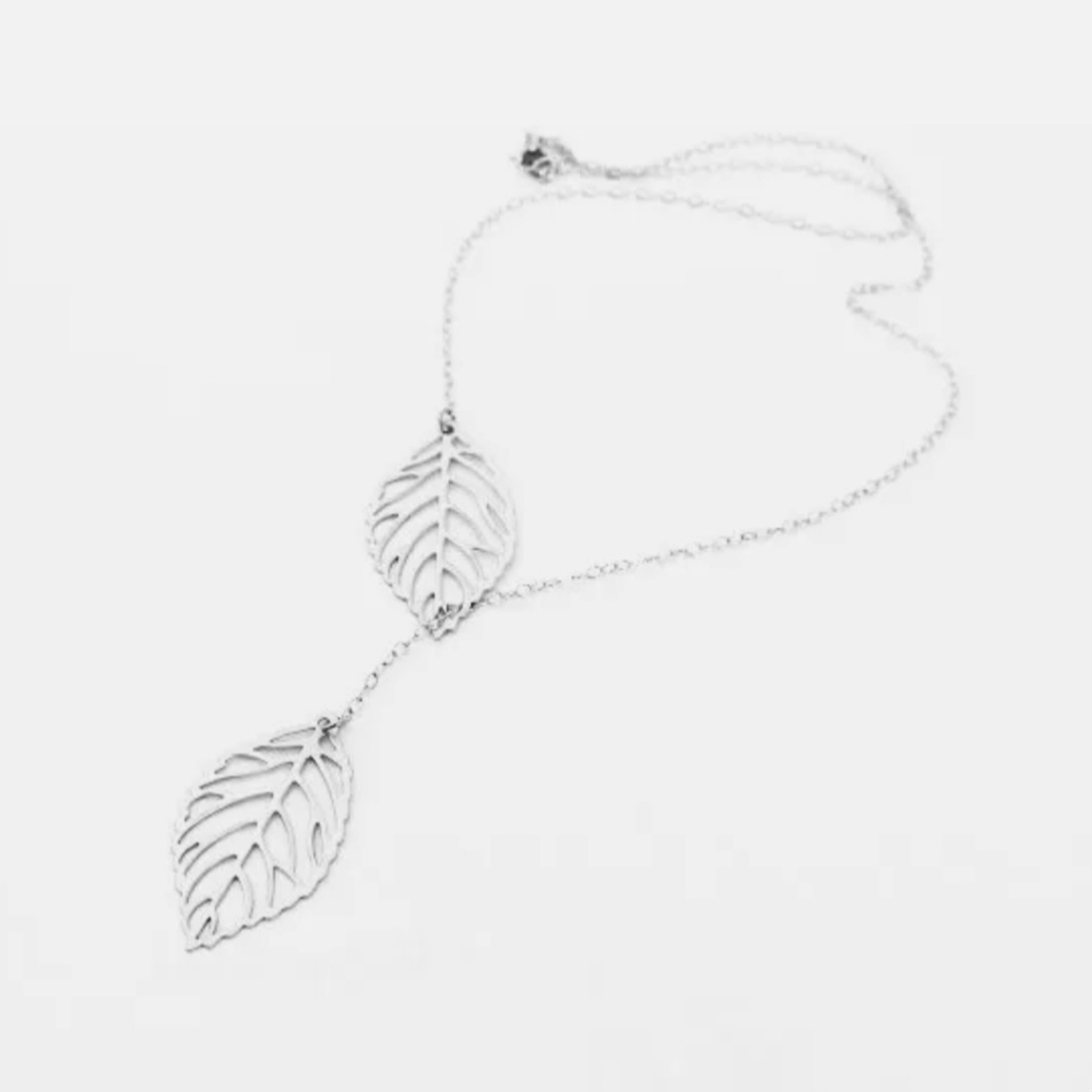 Gold Lasercut Leaf Floral Plant Leafs Alloy Lariate Choker Necklace - Picture 16 of 16